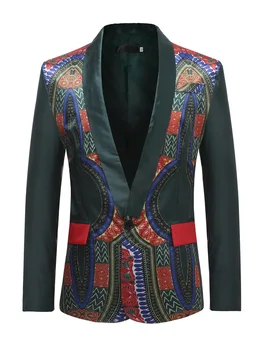 

High Quality Fashion Male Slim Jacket Wholesale Men's Clothing Africa Ethnic Print Long-Sleeve Leisure Suit Jackets & Coats