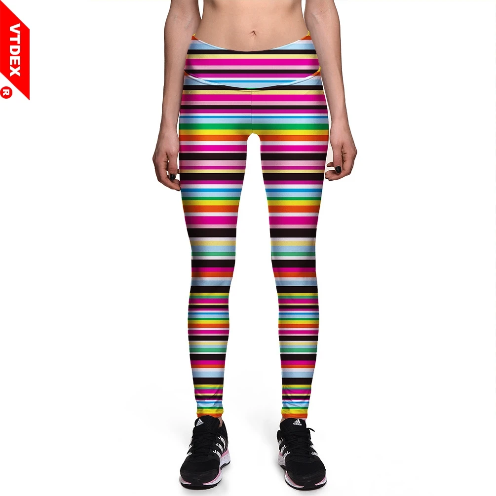 VTDEX Rainbow Stripes GYM Tights Women Sports Leggings Breathable ...