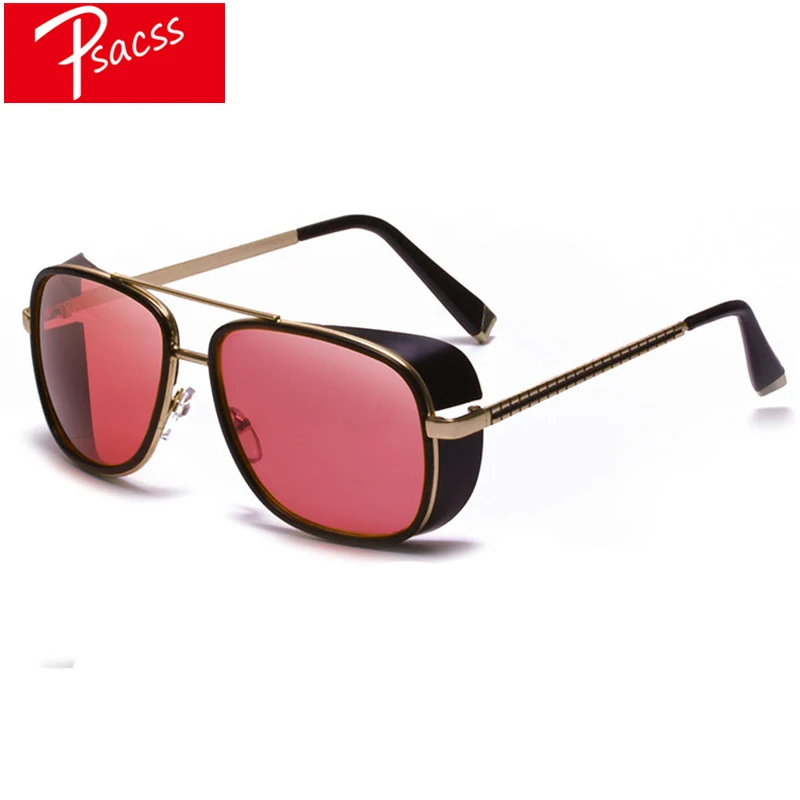 Psacss винтажные стимпанк металлические солнцезащитные очки мужские ретро брендовые дизайнерские высококачественные очки с зеркальными линзами gafas de sol