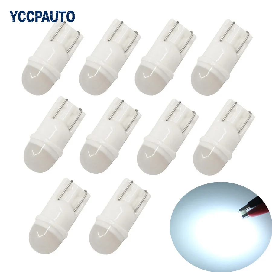 

YCCPAUTO T10 LED Light W5W Car Side Wedge Lights Mini Bulb Ceramic With Lens 194 168 Auto White Dome Door Map DC 12V 10pcs