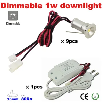 

9pcs/lot Dimmable Home Store Mini 220v 110v Led Spot Light Downlights Cabinet Lights 1w Hole Size 15mm With Driver Free Shipping