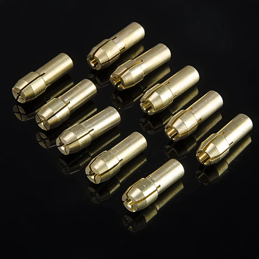 SSOOGTECH 10 Pieces Mini Drill Brass Collet Chuck for Rotary Tool 0.5/0