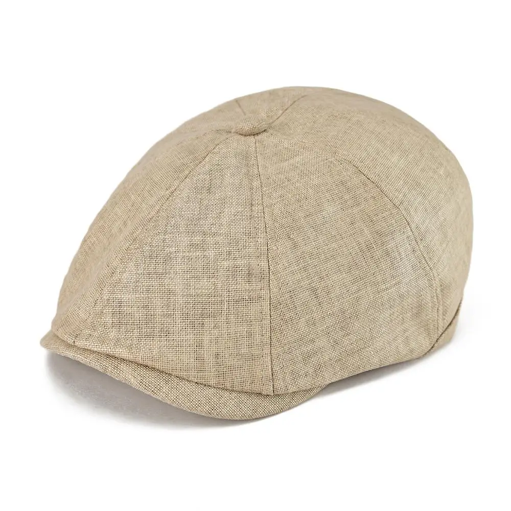 VOBOOM летний льняной Newsboy плоский Плющ кепки для мужчин и женщин дышащий стиль 8 панель дизайн таксиста Boina шапки 106