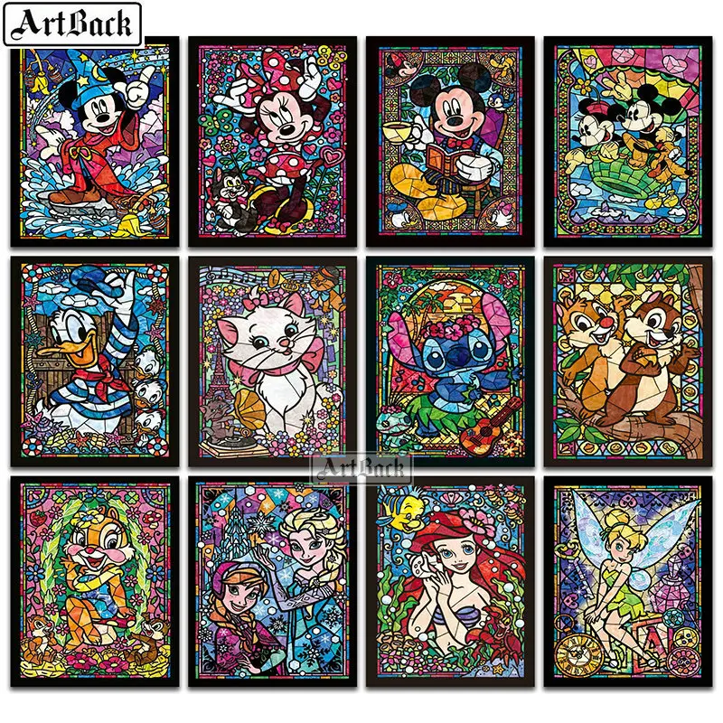 

Cartoon Mickey Mouse 5D Diamond Painting Prince and Princess Full Square Drill Diamond Embroidery Mosaic Children Room Decor