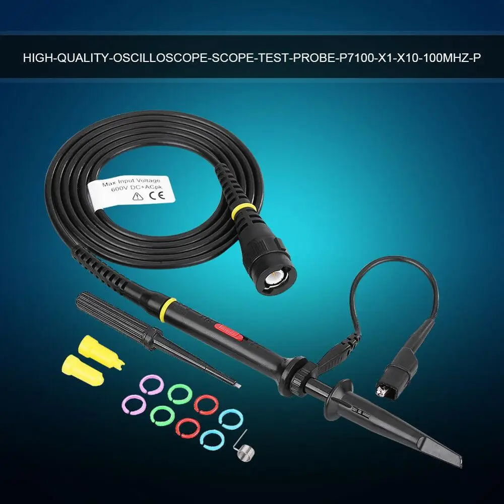 P7100 100MHz Oscilloscope Scope Test Probe 3.5NS BNC Clip Cable Leads Kit Oscilloscope Probe