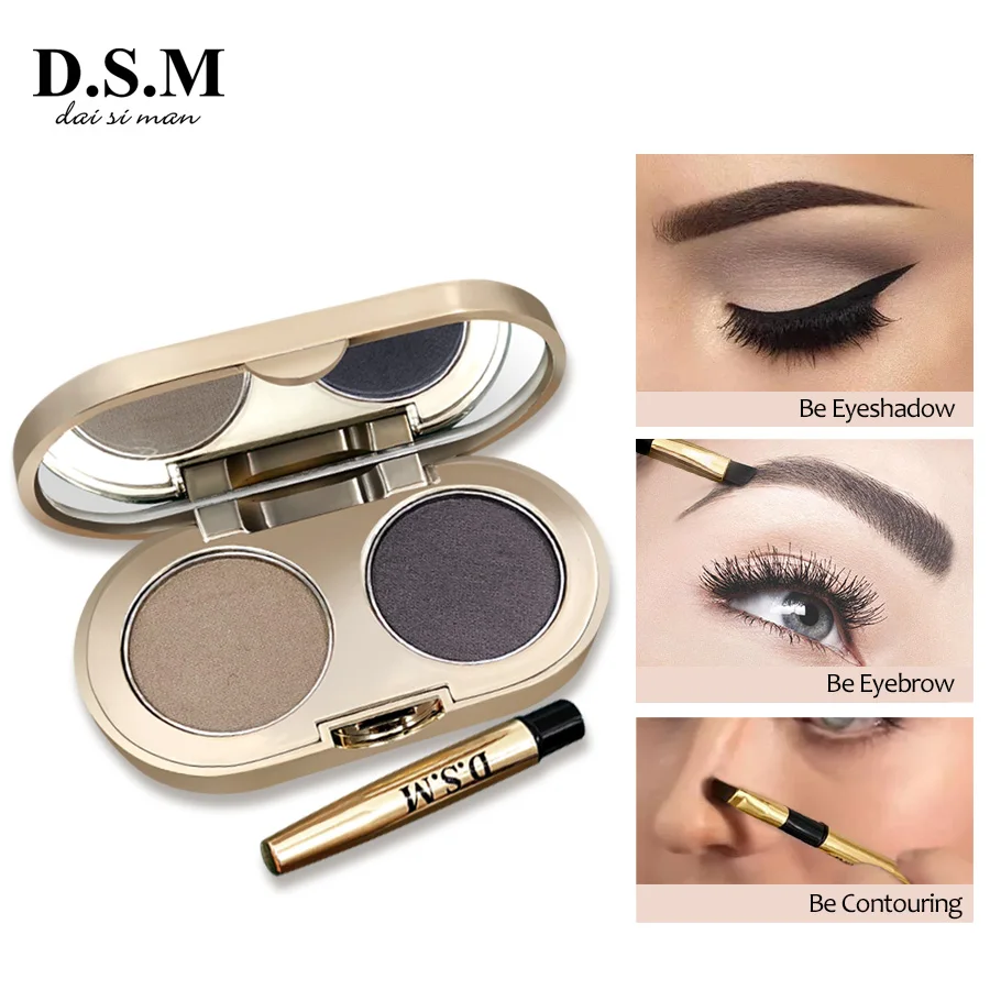 D.S.M Professional Eyebrow Powder 2 Colors Waterproof Eyebrow Non-smudge Eye Brow Makeup Eyeshadow Palette Cosmetics Makeup Kit