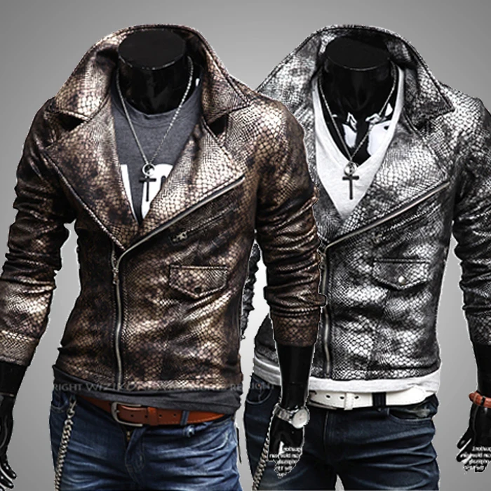 Crocodile skin male slim large lapel 