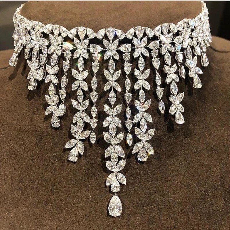 

Be 8 Luxury Micro Cubic Zircoina Paved Brilliant Accessaries for Wedding Party , The Big Brand CZ Choker Design Bijoux S389