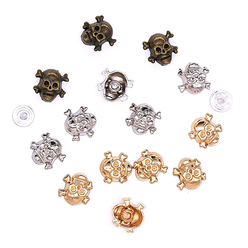 50 sets/pack 12*12mm shoes clothes skull skeleton ghost head rivets rivet spike studs alloy punk Gold studs for leather H-11