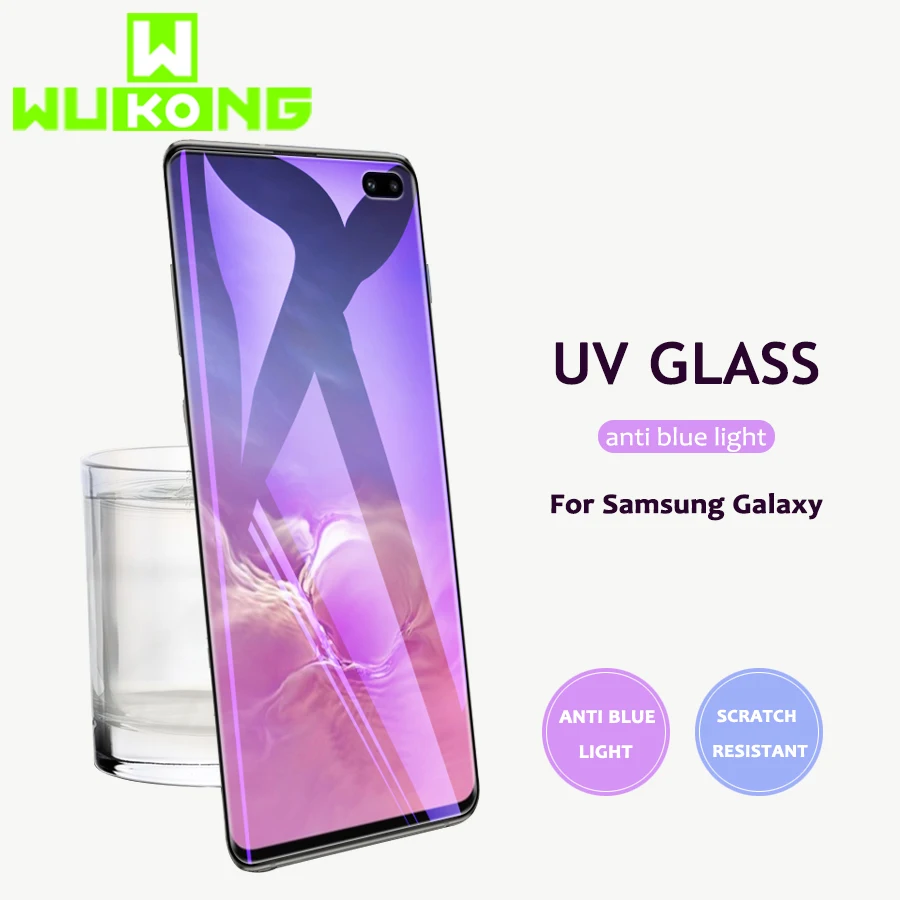 

UV Glue Full Cover Anti Blue Light Screen Protector For Samsung S10e S10plus Liquid Glue Tempered Glass for Samsung S9P S8 Note9