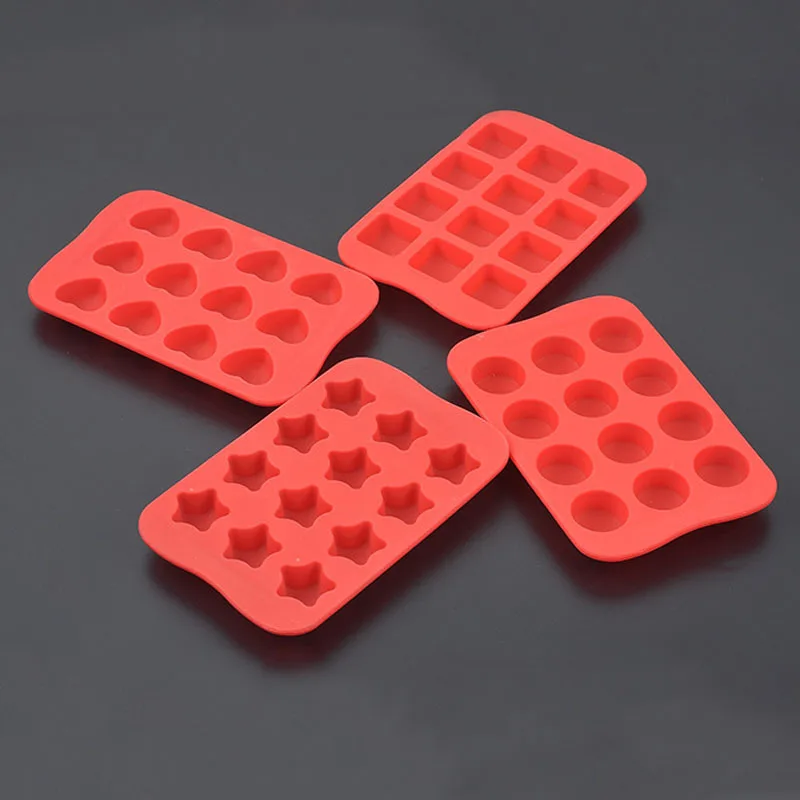 

1PC 10.5*15.5cm Silicone Cake Mold Ice Tray Pudding Makers Cube Chocolate DIY Baking Tools 4 Shapes Star Heart Circle Square