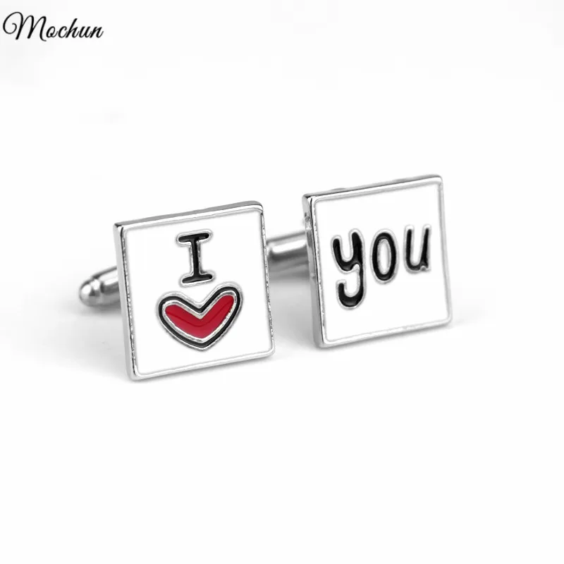 Новинка запонки MQCHUN с надписью I Love You Heart Happy для парня мужа мужские романтические