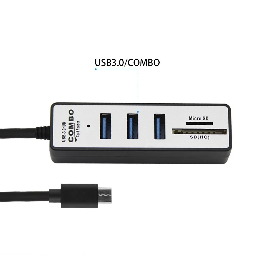 USB 3.0 Type C COMBO Multi Hub 3.5 To 3 Ports Multi Card Reader Sd/Cf/C Type Micro Usb Otg Splitter Adapter For Computer Phone 