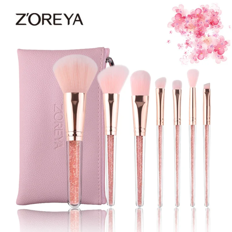 ZOREYA 7Pcs Crystal Makeup Brush Set Powder Eyebrow Eyeshadow Concealer