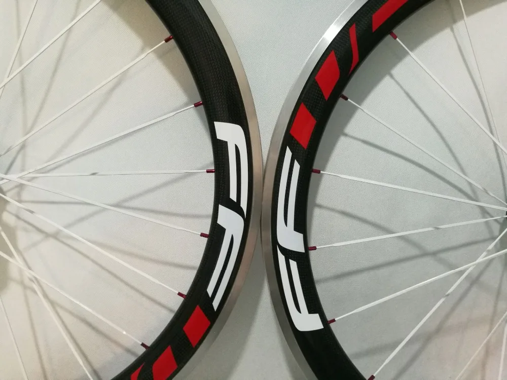F5R White Red Painting 700C Road bike 38 60 50mm clincher rims 3K