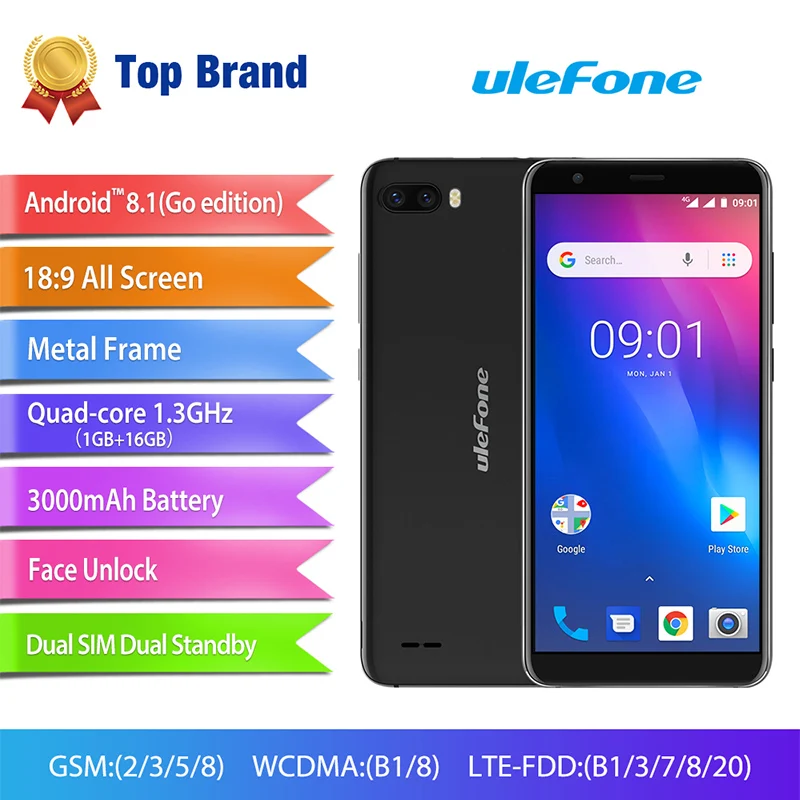 Чехол накладка Ulefone S1 Pro мобильного телефона 5 MTK6739 4 ядра 1 ГБ Оперативная память 16