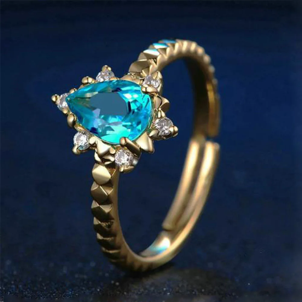 

S925 sterling silver Color Jewelry Natural Drop-Shaped Diamonds Ring Opening adjustable wedding Luxury rings