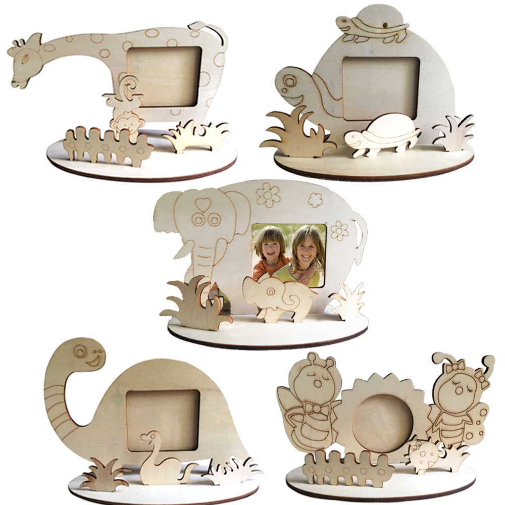 

DIY Cartoon Animal Wooden Photo Frame Bee Giraffe Picture Frame Decoration Art Craft For Home Baby Shower Birthday Party Supply
