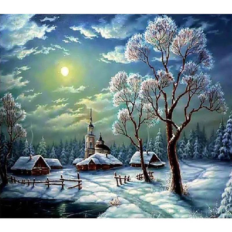 Full round Diamond 5D DIY Diamond Painting Snow scene Embroidery Cross