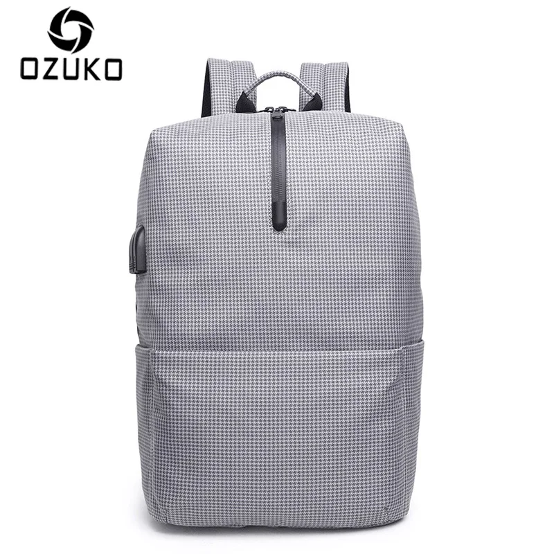 

2018 New OZUKO College Students School Bag USB Charge Laptop Backpack Men's Casual Travel Backpack For Teenage Girls Boy Mochila