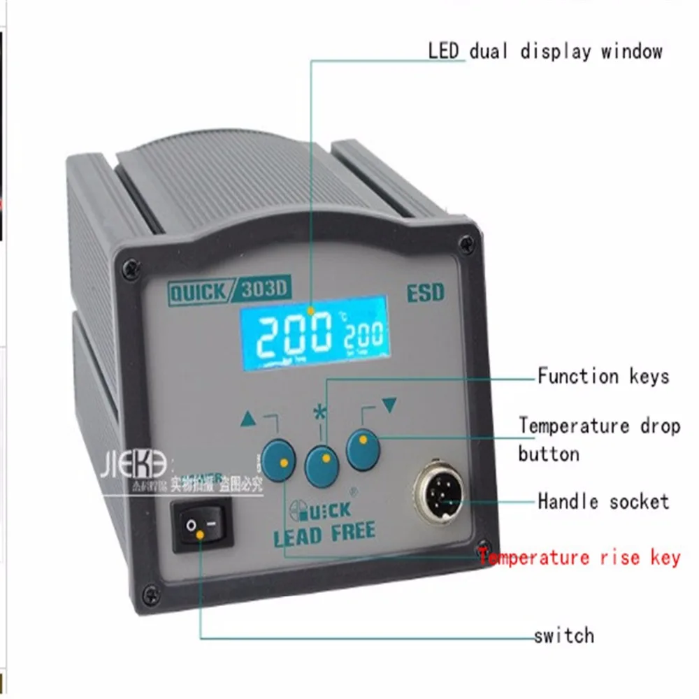 Умная паяльная станция без свинца QUICK303D, Утюг 120 Вт, высокочастотные вихревые токи, двойной температурный дисплей