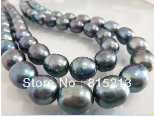 

ddh001758 HUGE 35 12-13MM SOUTH SEA GENUINE BLACK PEACOCK GREEN BLUE PEARL NECKLACE 14KGP 28% Discount (A0501)