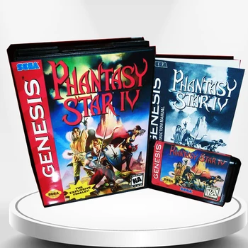 

Phantasy Star 4 US Cover with Box and Manual for MD MegaDrive Genesis Video Game Console 16 bit MD card