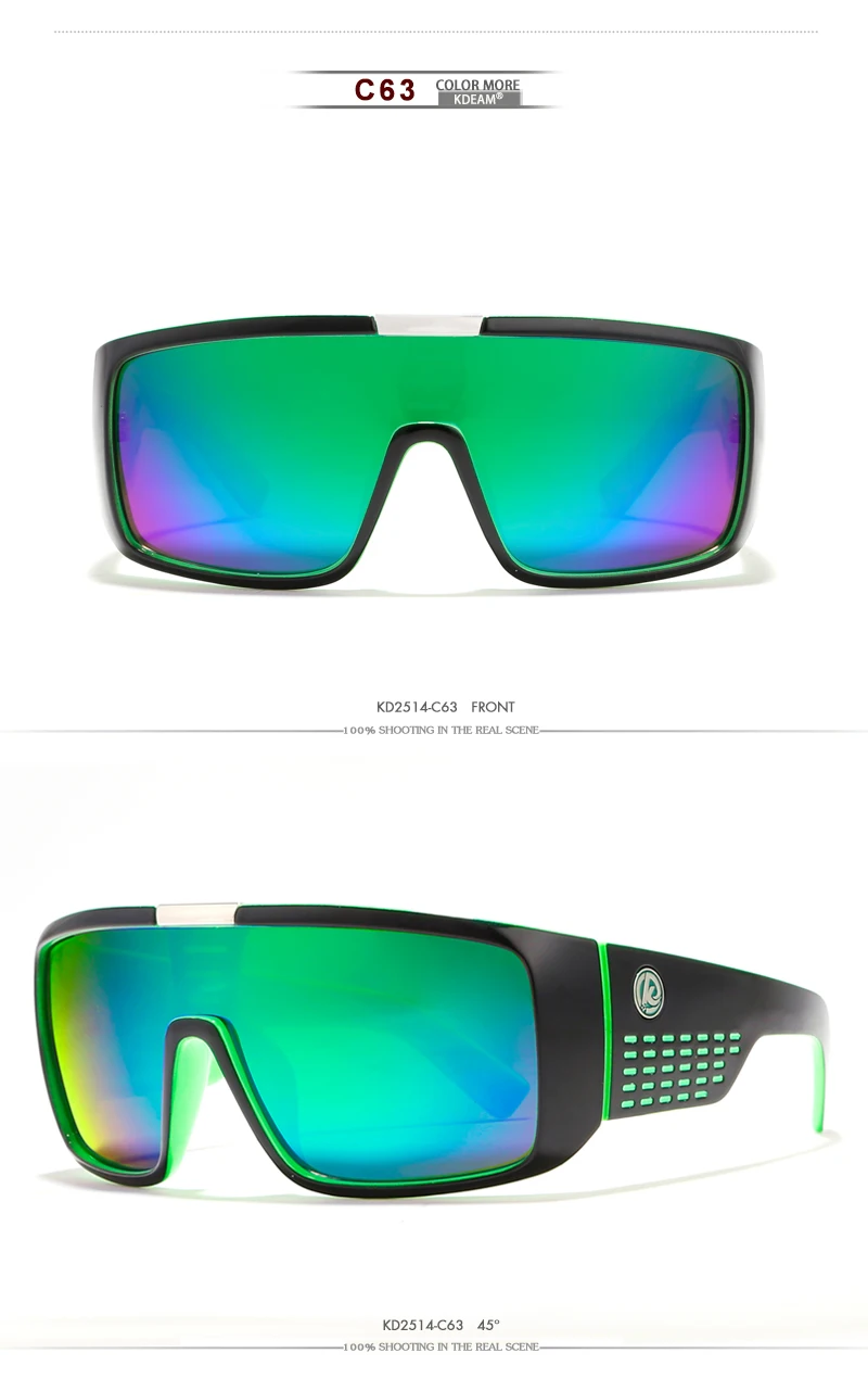 Ветрозащитный дизайн, новинка, поляризационные мужские спортивные солнцезащитные очки, очки для женщин, больше размера, UV400, зеркальный чехол, бренд KDEAM KD2514