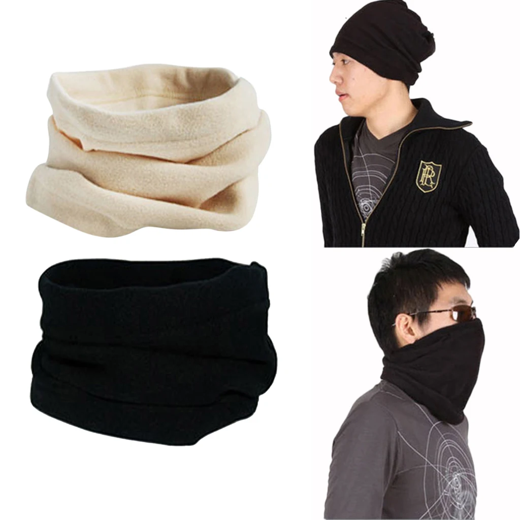 Pack of 2pcs Men Women Polar Fleece Neck Warmer Comfy Snood Scarf Ski Motorbike Masks