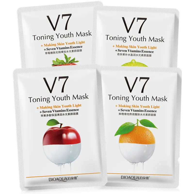 

4Pcs/Lot BIOAQUA V7 Lazy Facial Mask Moisturzing Hydrating Face Masks Lotion Shrinking Pore Tender Skin Care Peel Mask 30g