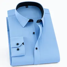 Мужская деловая рубашка больших размеров однотонная формальная саржевая модная Лоскутная столешница с длинными рукавами, Повседневная рубашка