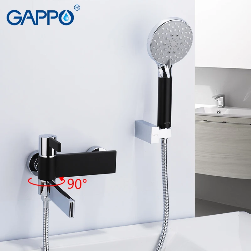 GAPPO Sanitary Ware Suite do anheiro taps black and chrome wall mounted shower faucet brass bathroom rainfall shower bathtub GAPPO Sanitary Ware Suite do anheiro taps black and chrome wall mounted shower faucet brass bathroom rainfall shower bathtub