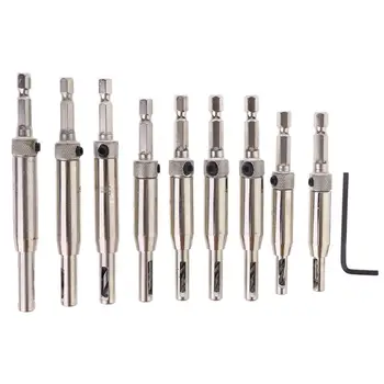 

9 Pcs Center Doors Self Centering Hinge Tapper Core Drill Hole Puncher Woodworking Tool 5/64'' 7/64'' 9/64'' 11/64'' 13/64'' 5mm