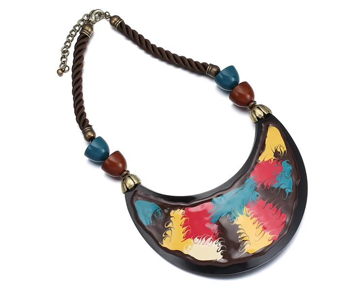 Enamel resin necklace rope choker necklaces for women colorful handmade painting statement necklace chic jewelry eManco