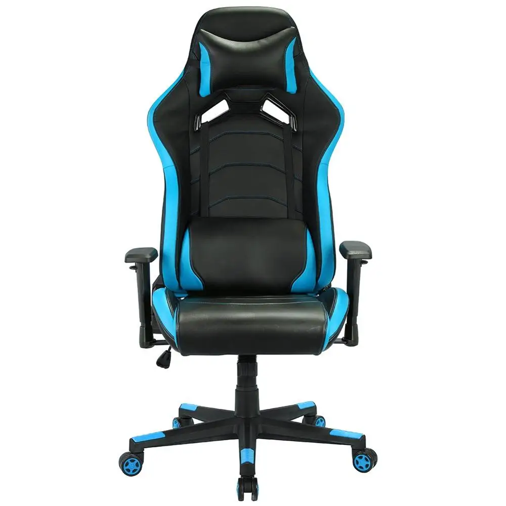 Racing Gaming Computer Chair Racing Sport Style PU Leather Swivel Office Chair with Adjustable Head Pillow