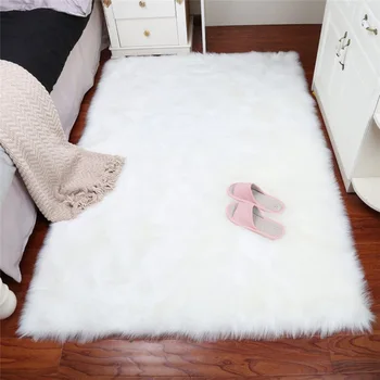 

Luxury Soft Sheepskin Fur Area Rug for Bedside Floor Mat Plush Sofa Cover Seat Pad for Bedroom Artificial Wool Carpet for Living