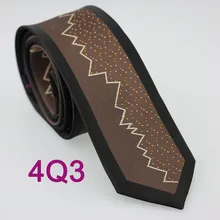 Yibei Coachella связи Для мужчин узкие галстук Дизайн черный границы коричневый с серебряной полосой оранжевые пятна микрофибры галстук SLIM галстук