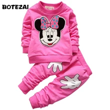 Весенне-осенний комплект одежды для детей, спортивный костюм для девочек, спортивный костюм для маленьких девочек, комплект детской одежды с рисунком Минни, детская одежда