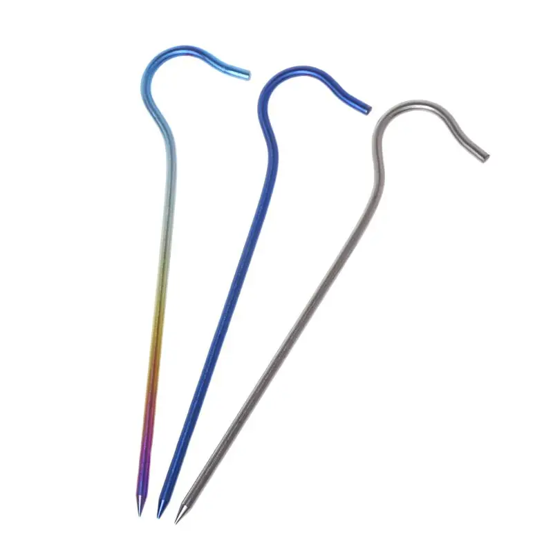 

4mm Titanium Tent Peg Outdoor Camping Windproof Rope Nail Ground Stake Bend Hook 10166