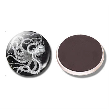 

Vintage Octopus Art Graphic 30MM Fridge Magnet Octopus Sea Life Glass Dome Magnetic Refrigerator Stickers Note Holder Home Decor