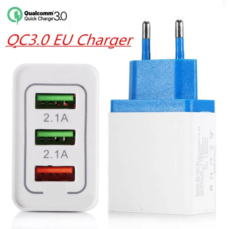 Быстрая зарядка 3,0 USB Зарядное устройство 5 V 2.4A QC3.0 кабель для быстрой зарядки USB для стены Зарядное устройство для Xiaomi Redmi Note 7 mi 9 8 A2 A1 htc телефон Зарядное устройство - Цвет: EU Charger