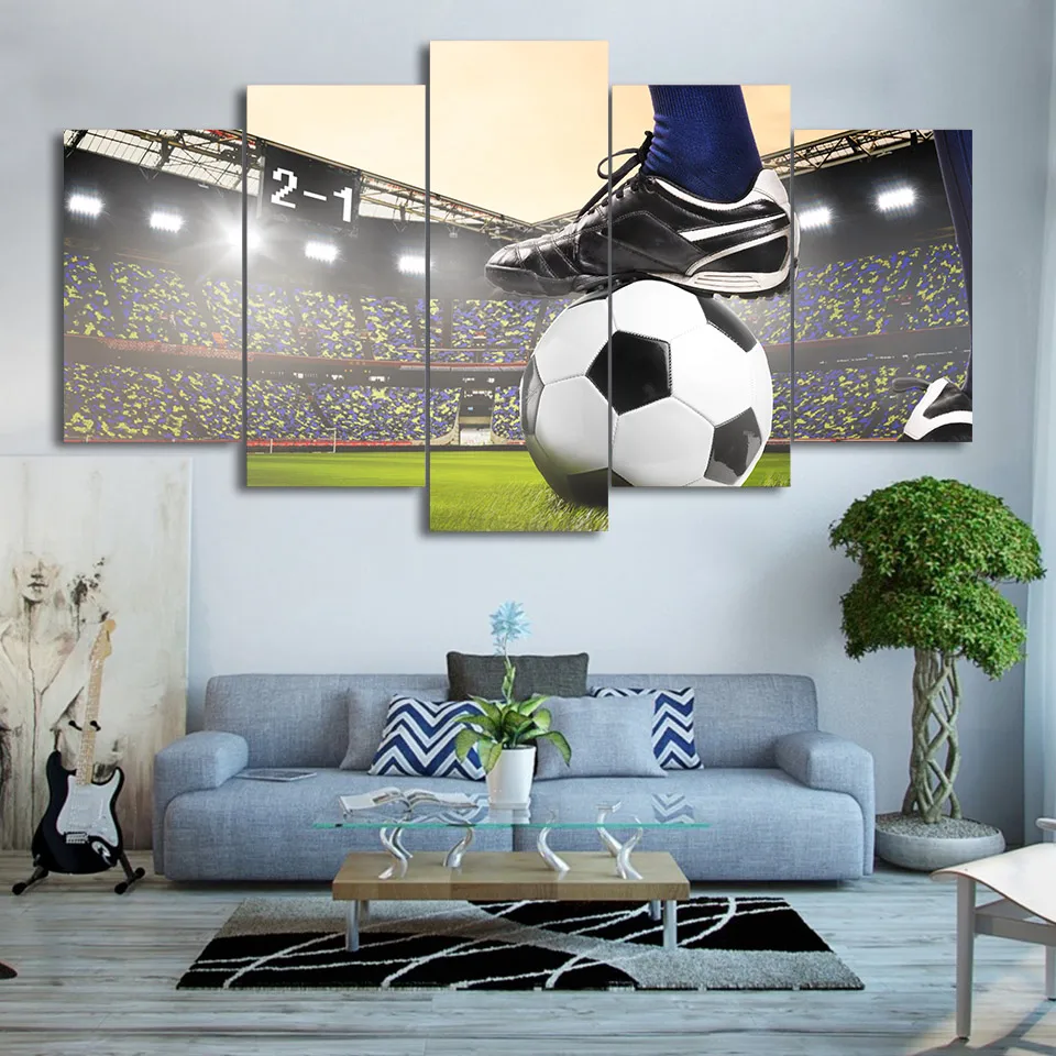 Wall art picture 5 pieces Soccer Match Football picture canvas