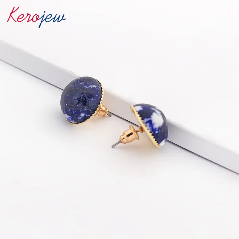 Korean Europe America Ins Geometric ball Blue STONE pine stud earrings for women oorbelle boucle d'oreille femme 2019