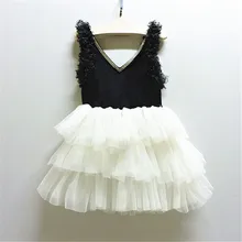 2016 Baby Girls Tulle Lace Dresses Kids Girls Princess tutu Party Dress Girl Summer V neck