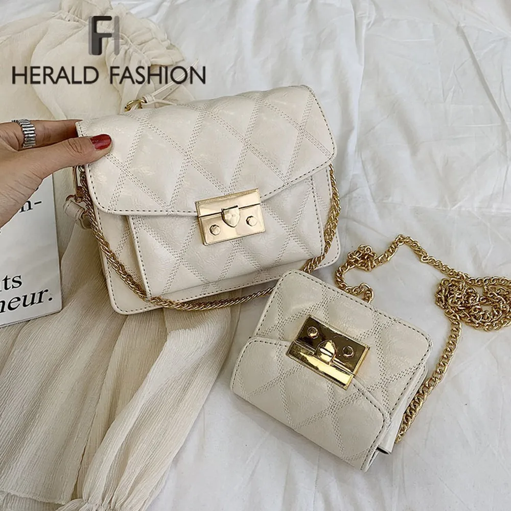 

Herald Fashion Women Shoulder Bags Designer Quality Leather Chain Female Flap Bag Vintage Small Ladies' Messenger Bag sac a main