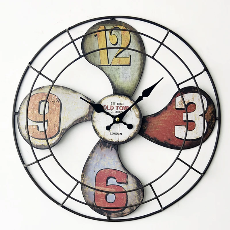 Creative European Wall Clock Antique Iron Wall Clock Home Decor Rimless