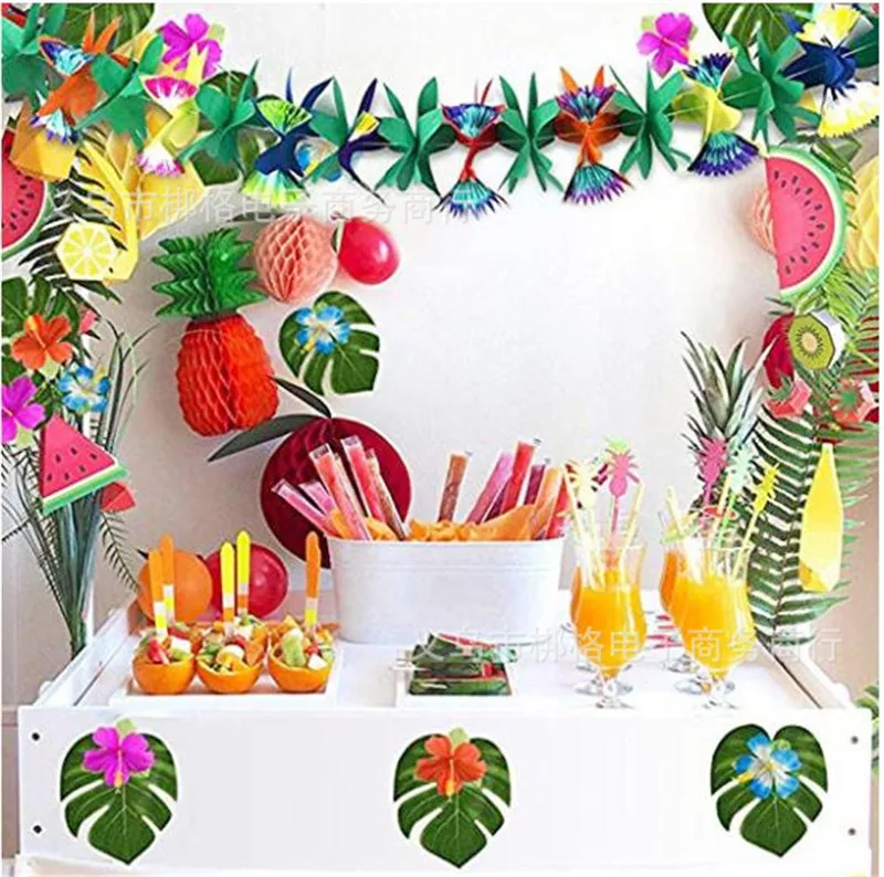 3M Hawaii Colorful Tissue Flower Garland Banner Tropical Coconut Leaves Bunting Garland Birthday Decoration Hawaiian Party PAT28 (4)