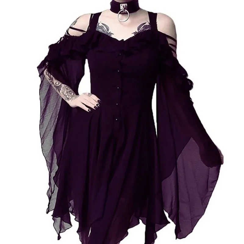 

Plus Size Halloween Dress Gothic Mesh Patchwork Women's Dress Cosplay Female VESTIDO