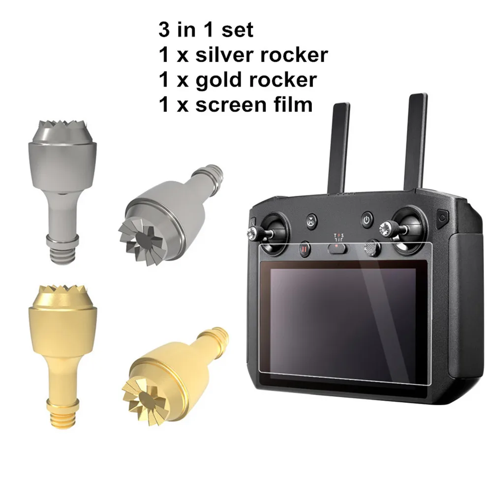 4-IN-1 Set DJI Smart Controller Metal Joysticks Protective Screen Film for Handle Thumb Rocker forDJI Mavic 2 Pro & Zoom Control-12