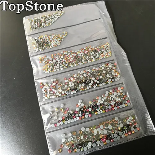 TopStone 1600 шт./лот, смешанные размеры SS4~ SS12, горячая фиксация, стразы с плоской задней стороной, 6 размеров s для рукоделия, клей для дизайна ногтей, Кристальное украшение - Цвет: Rainbow